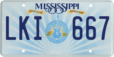 MS license plate LKI667