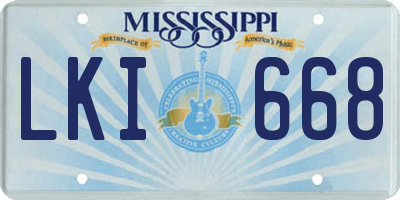 MS license plate LKI668