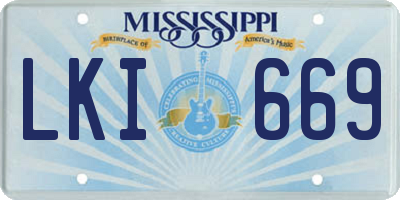 MS license plate LKI669