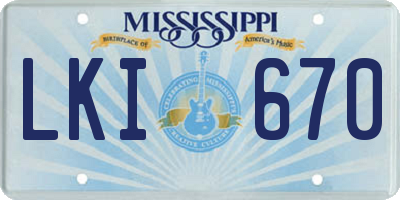 MS license plate LKI670
