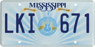 MS license plate LKI671