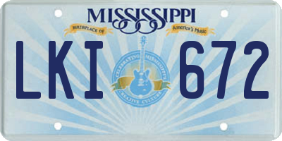 MS license plate LKI672