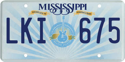 MS license plate LKI675