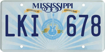 MS license plate LKI678