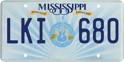 MS license plate LKI680