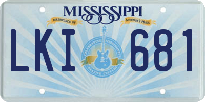 MS license plate LKI681