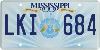 MS license plate LKI684