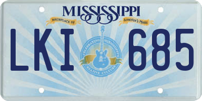 MS license plate LKI685