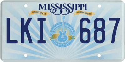 MS license plate LKI687