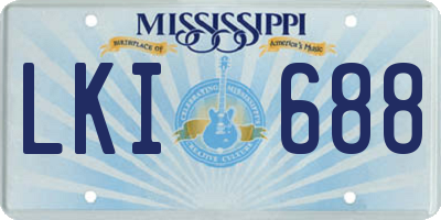 MS license plate LKI688