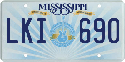 MS license plate LKI690