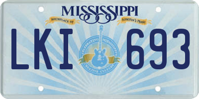 MS license plate LKI693