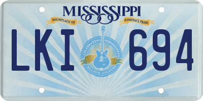 MS license plate LKI694