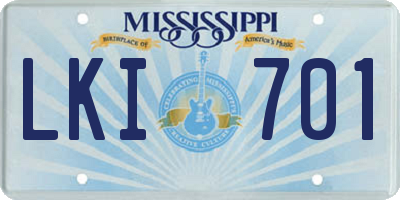 MS license plate LKI701