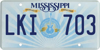 MS license plate LKI703