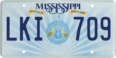MS license plate LKI709