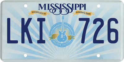 MS license plate LKI726