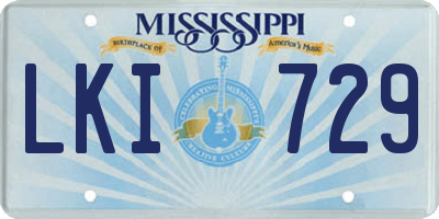 MS license plate LKI729
