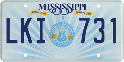 MS license plate LKI731