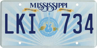 MS license plate LKI734