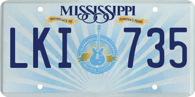 MS license plate LKI735