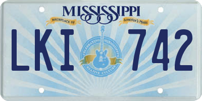 MS license plate LKI742