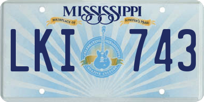 MS license plate LKI743
