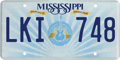 MS license plate LKI748