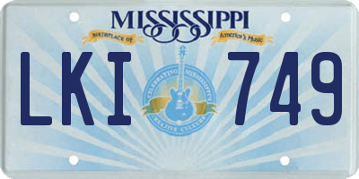 MS license plate LKI749