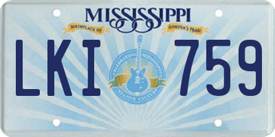 MS license plate LKI759