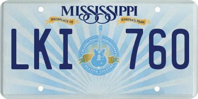 MS license plate LKI760