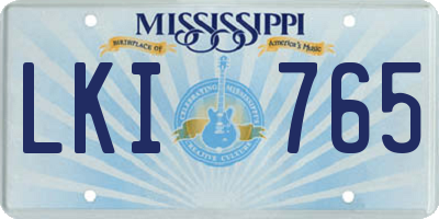 MS license plate LKI765