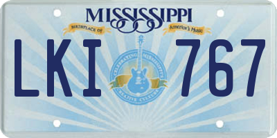 MS license plate LKI767