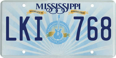 MS license plate LKI768