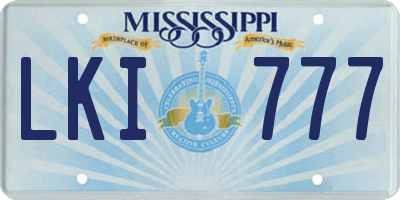 MS license plate LKI777