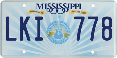 MS license plate LKI778