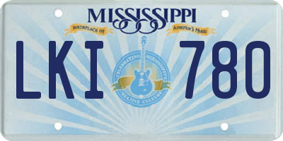 MS license plate LKI780