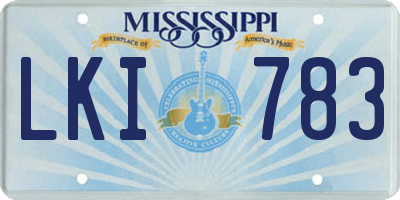 MS license plate LKI783