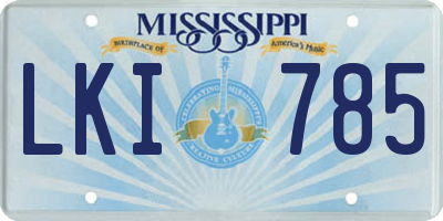 MS license plate LKI785