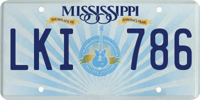 MS license plate LKI786