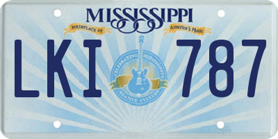 MS license plate LKI787