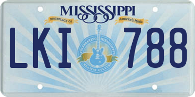 MS license plate LKI788