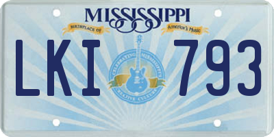 MS license plate LKI793