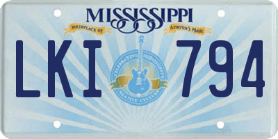 MS license plate LKI794