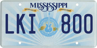 MS license plate LKI800