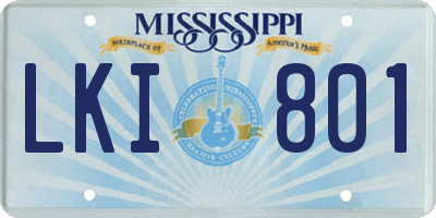 MS license plate LKI801