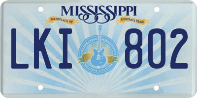 MS license plate LKI802