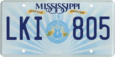 MS license plate LKI805