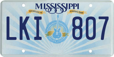 MS license plate LKI807