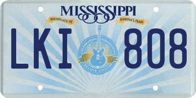 MS license plate LKI808